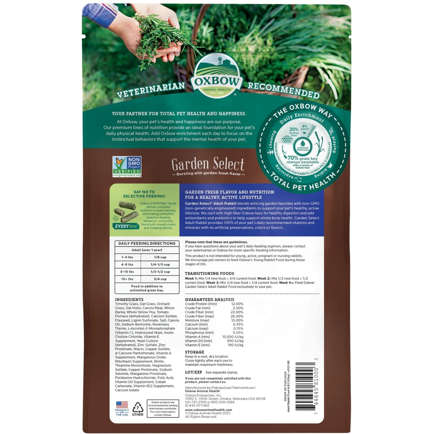 Oxbow Garden Select Adult Rabbit Food 2 Oxbow Garden Select Adult Rabbit Food - Image 2