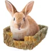 SunGrow Hay Feeder & Cage Food Dispenser Rabbit & Guinea Pig Grass Bed