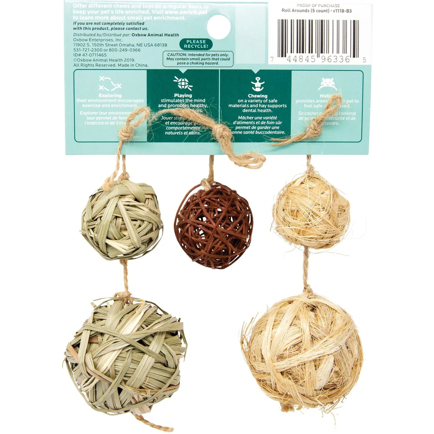 Oxbow Enriched Life Roll Arounds Small Animal Chew Toy 2 Oxbow Enriched Life Roll Arounds Small Animal Chew Toy - Image 2