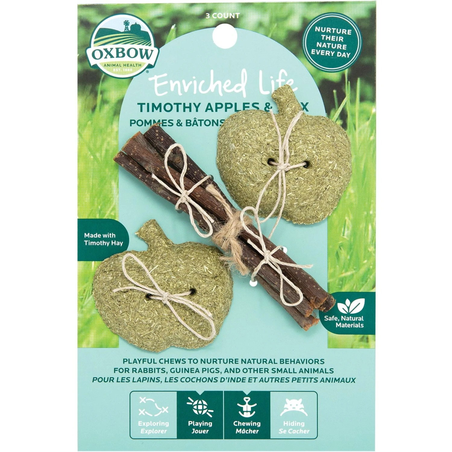Oxbow Enriched Life Timothy Apples & Stix Small Animal Chew Toy 1 Oxbow Enriched Life Timothy Apples & Stix Small Animal Chew Toy