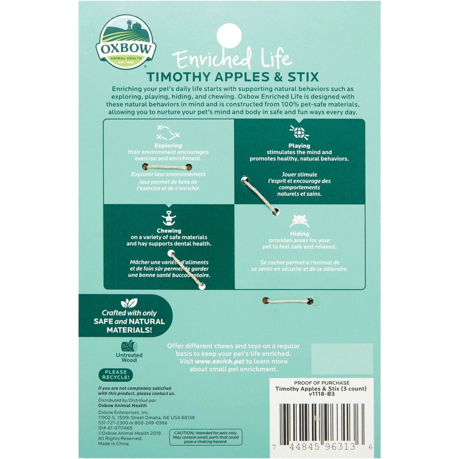 Oxbow Enriched Life Timothy Apples & Stix Small Animal Chew Toy 2 Oxbow Enriched Life Timothy Apples & Stix Small Animal Chew Toy - Image 2