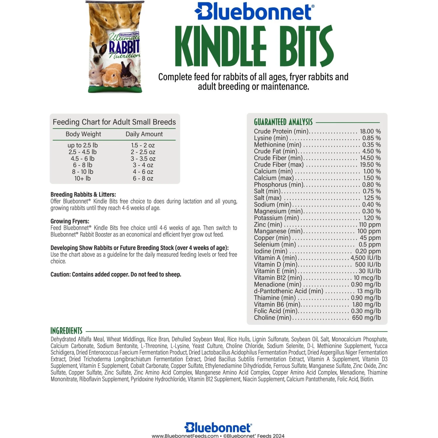 Bluebonnet Feeds Rabbit Kindle Bits 18% Protein Rabbit Food, 50-lb Bag 2 Bluebonnet Feeds Rabbit Kindle Bits 18% Protein Rabbit Food, 50-lb Bag - Image 2