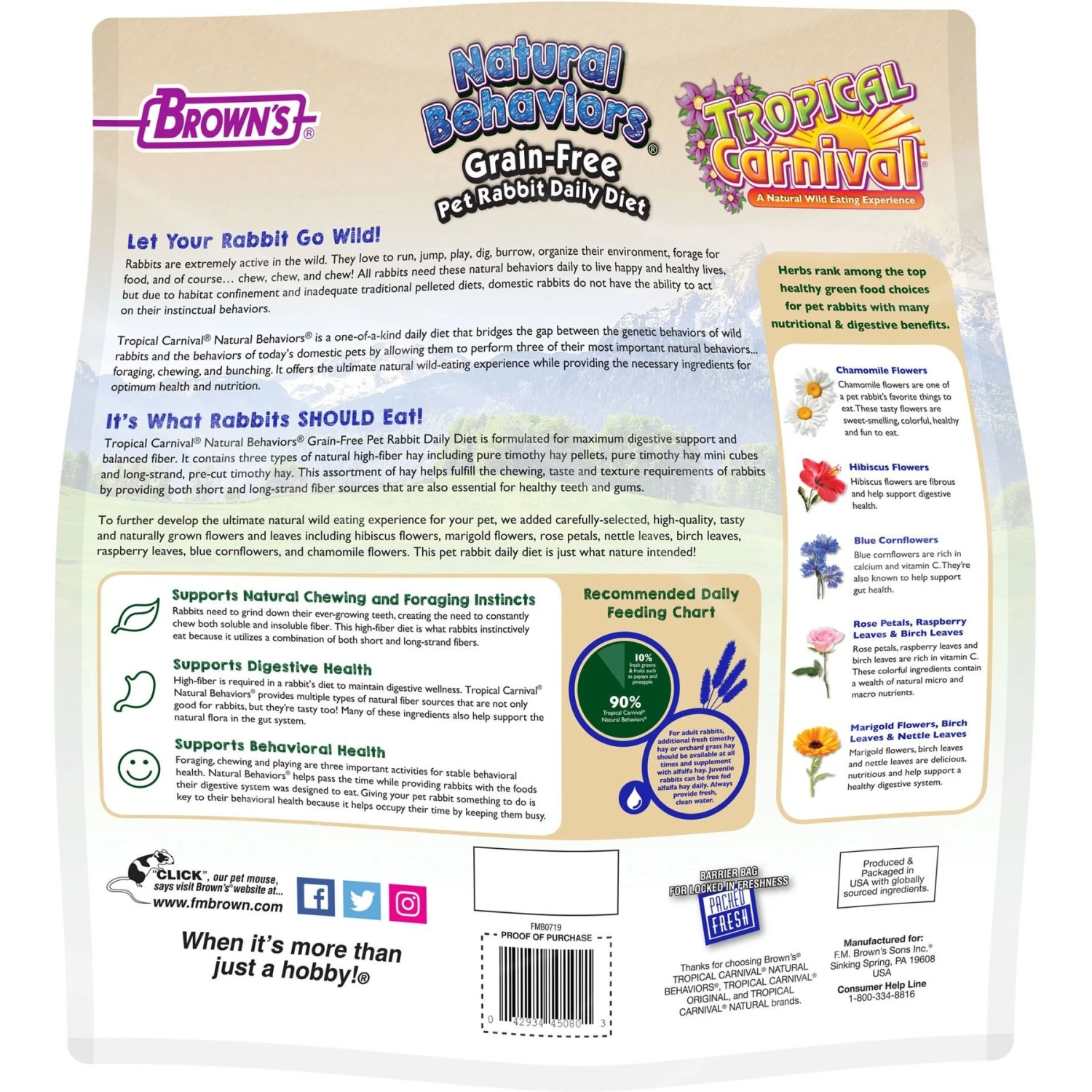 Brown's Tropical Carnival Natural Behaviors Grain-Free Daily Diet Rabbit Food, 4-lb Bag 2 Brown's Tropical Carnival Natural Behaviors Grain-Free Daily Diet Rabbit Food, 4-lb Bag - Image 2