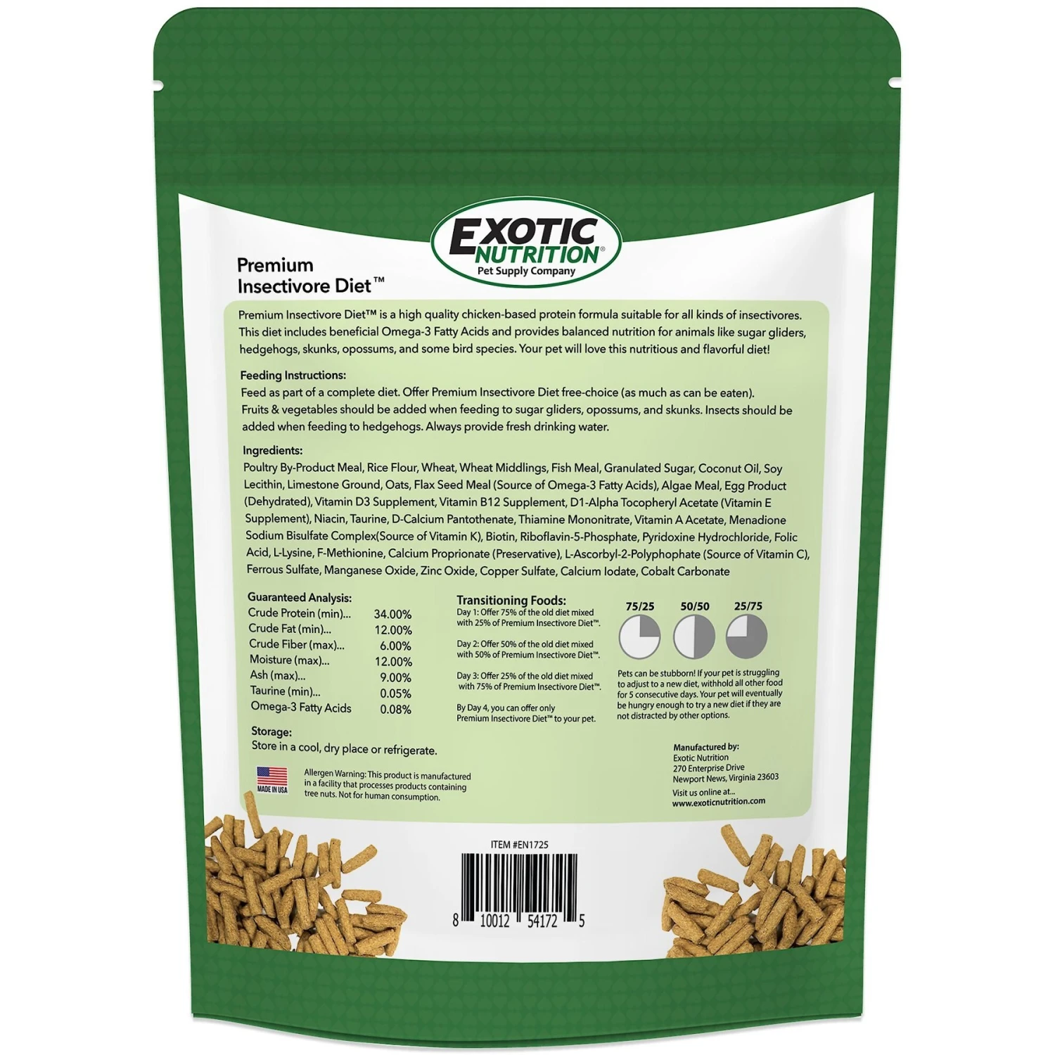 Exotic Nutrition Premium Insectivore Diet Sugar Glider & Hedgehog Food, 1.25-lb Bag 2 Exotic Nutrition Premium Insectivore Diet Sugar Glider & Hedgehog Food, 1.25-lb Bag - Image 2