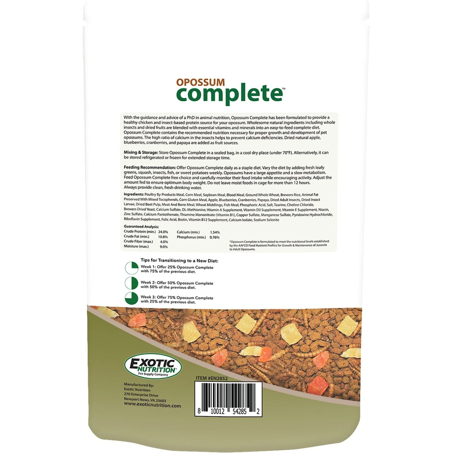 Exotic Nutrition Opossum Complete Opossum Food, 1-lb Bag 2 Exotic Nutrition Opossum Complete Opossum Food, 1-lb Bag - Image 2