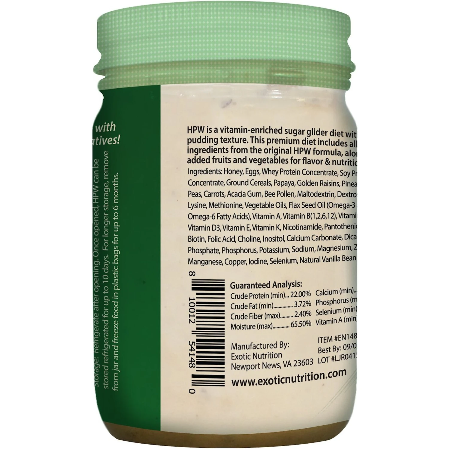 Exotic Nutrition HPW Fruit & Veggie Sugar Glider Food, 12-oz Jar 2 Exotic Nutrition HPW Fruit & Veggie Sugar Glider Food, 12-oz Jar - Image 2
