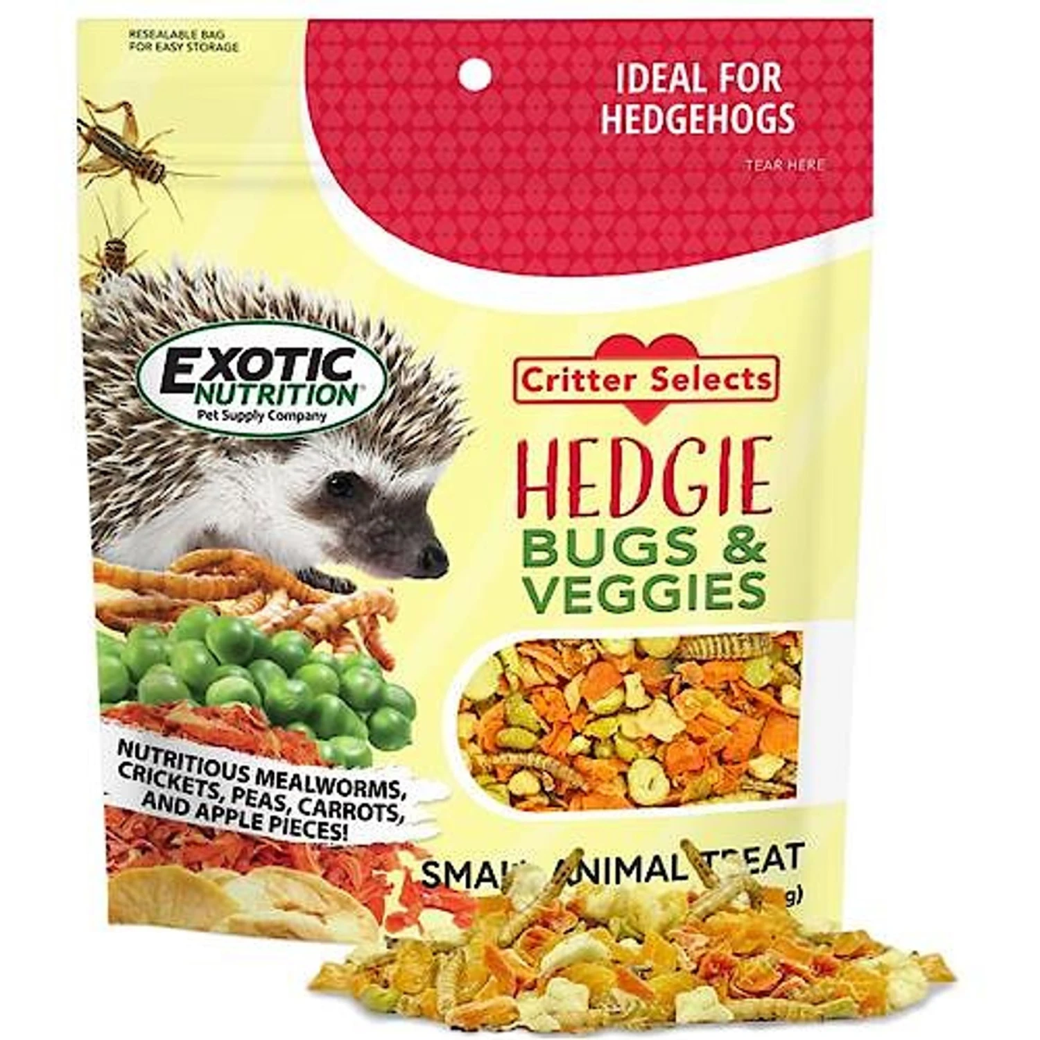 Exotic Nutrition Critter Selects Hedgie Bugs & Veggies Hedgehog Treats, 2.75-oz Bag 1 Exotic Nutrition Critter Selects Hedgie Bugs & Veggies Hedgehog Treats, 2.75-oz Bag