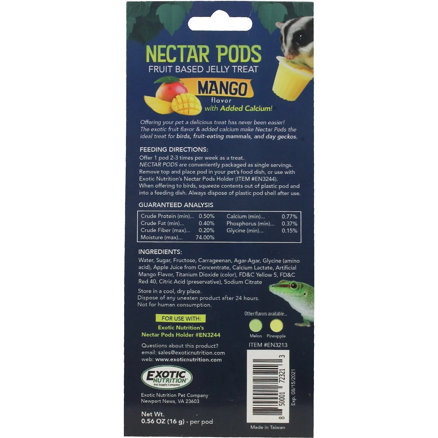 Exotic Nutrition Nectar Pods Mango Flavor Sugar Glider Treats, 8 Count 3 Exotic Nutrition Nectar Pods Mango Flavor Sugar Glider Treats, 8 Count - Image 3