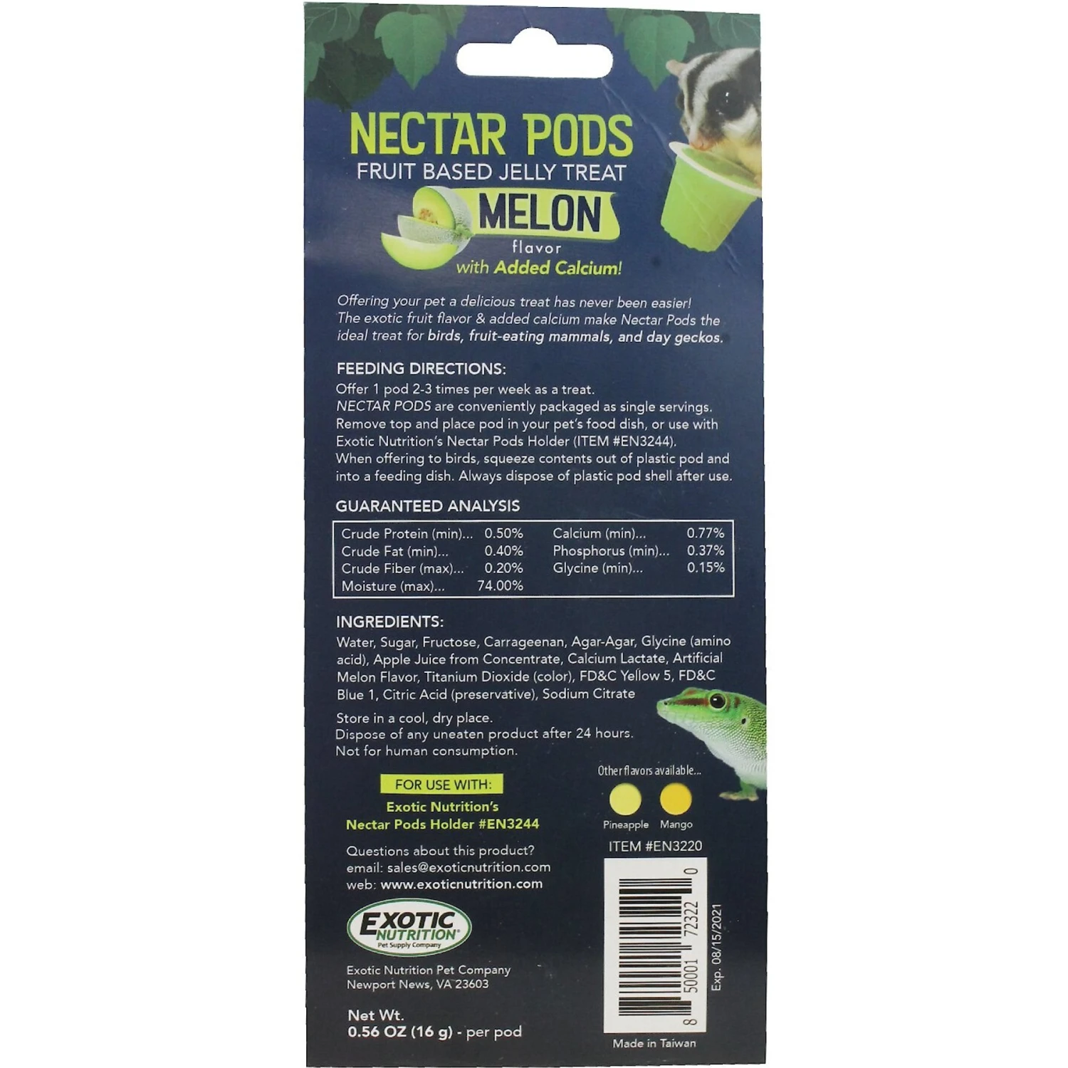 Exotic Nutrition Nectar Pods Melon Flavor Sugar Glider Treats, 8 Count 3 Exotic Nutrition Nectar Pods Melon Flavor Sugar Glider Treats, 8 Count - Image 3