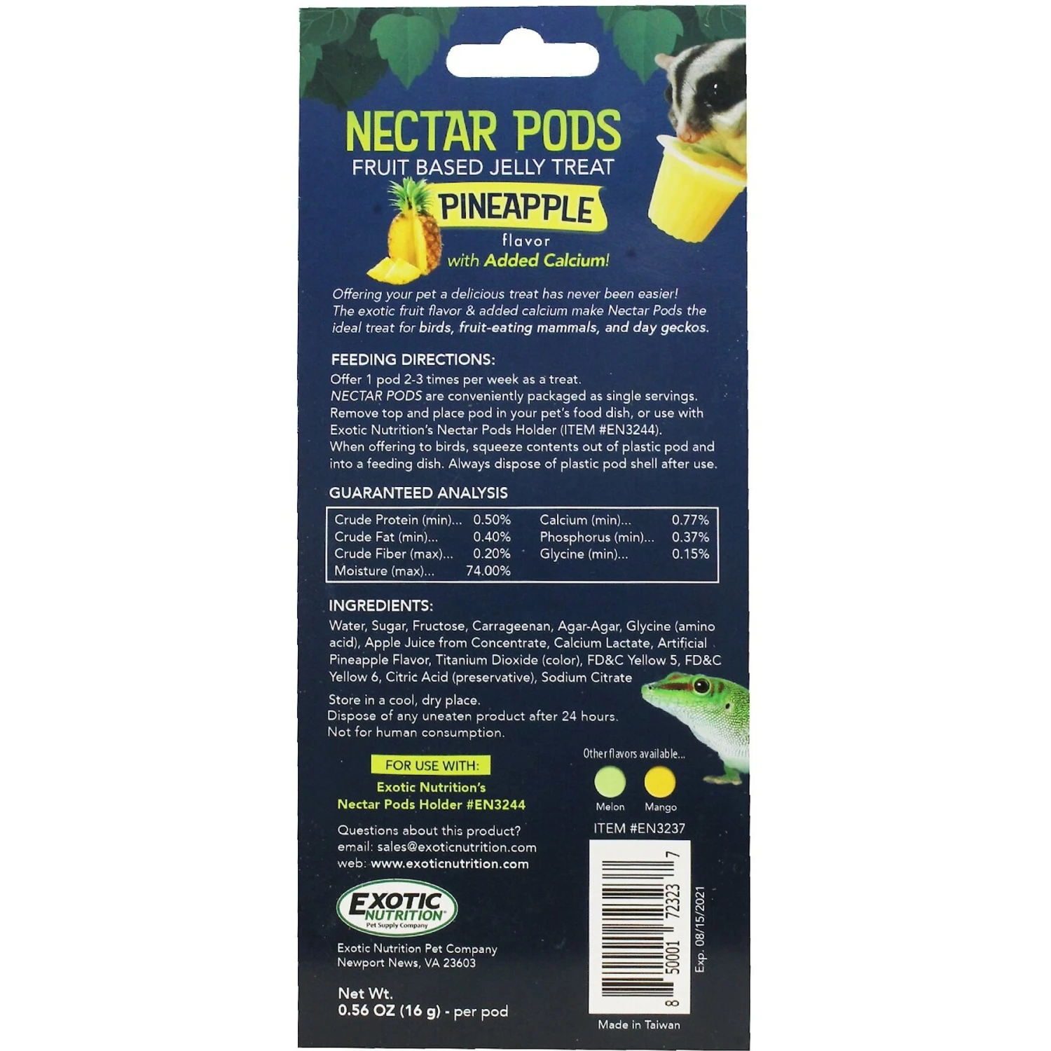 Exotic Nutrition Nectar Pods Pineapple Flavor Sugar Glider Treats, 8 Count 3 Exotic Nutrition Nectar Pods Pineapple Flavor Sugar Glider Treats, 8 Count - Image 3