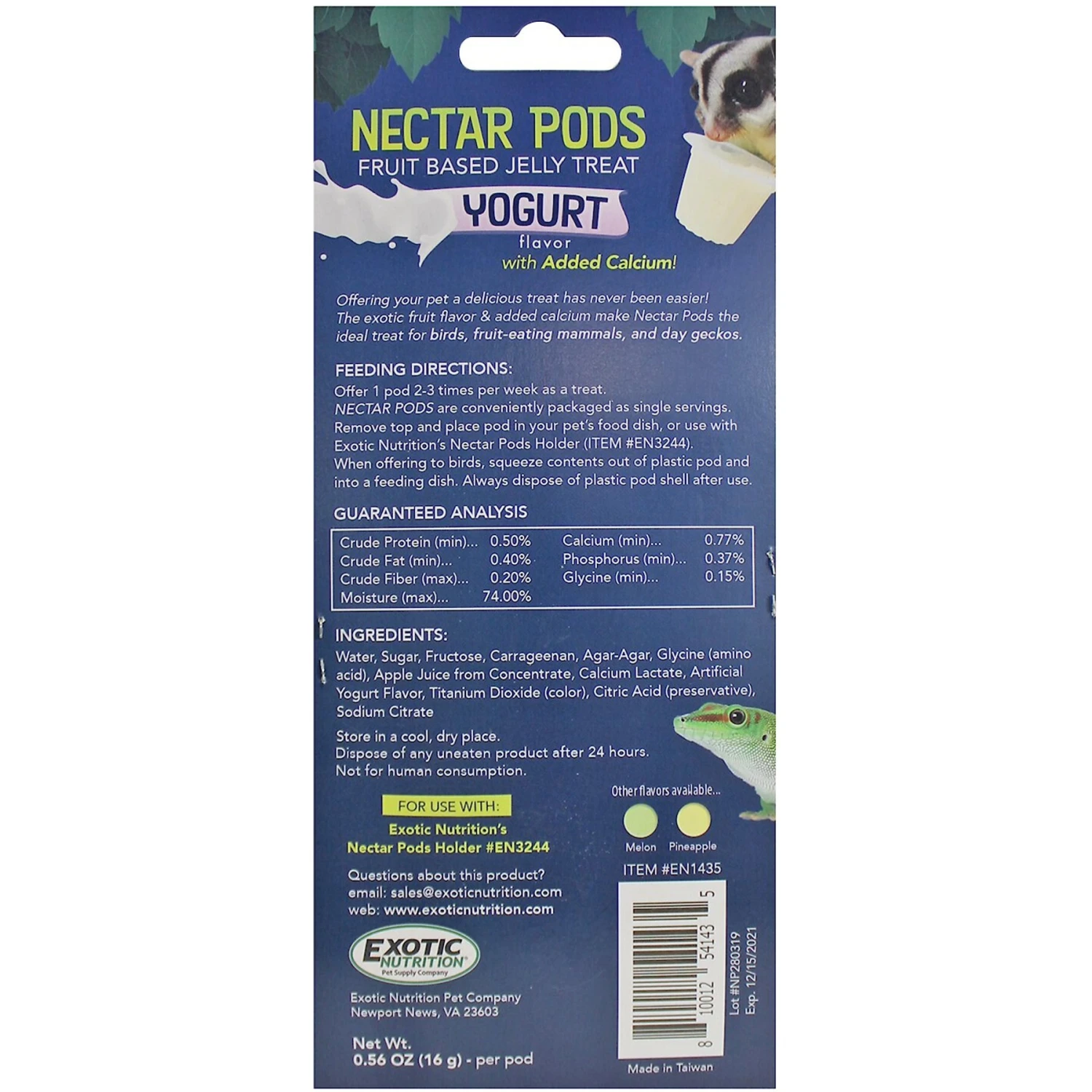 Exotic Nutrition Nectar Pods Yogurt Flavor Sugar Glider Treats, 8 Count 3 Exotic Nutrition Nectar Pods Yogurt Flavor Sugar Glider Treats, 8 Count - Image 3