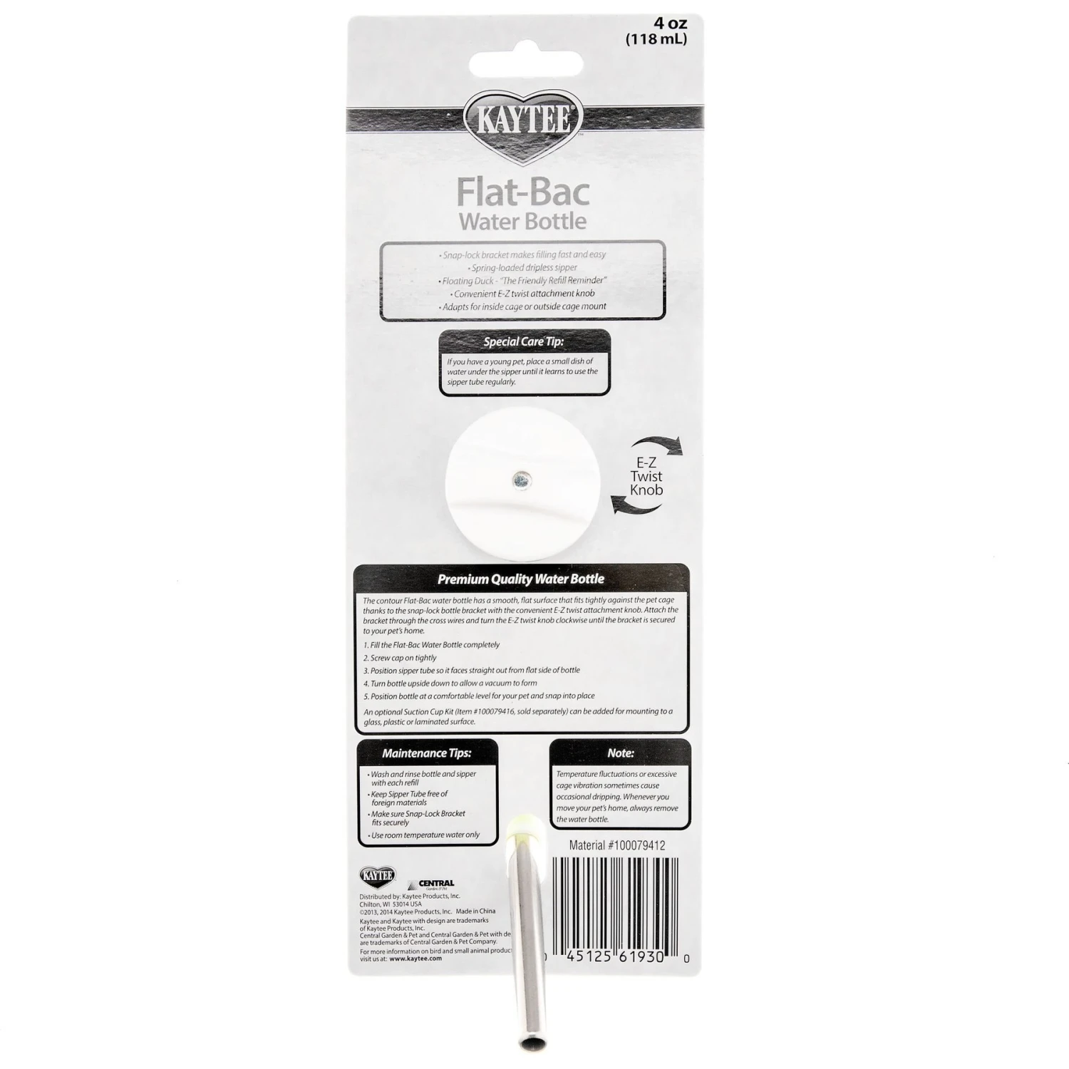 Kaytee Flat-Bac Small Pet Water Bottle 2 Kaytee Flat-Bac Small Pet Water Bottle - Image 2