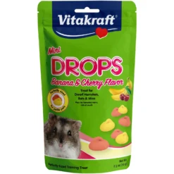 Vitakraft Drops Mini Banana & Cherry Flavor Small Animal Treats, 2.5-oz Bag