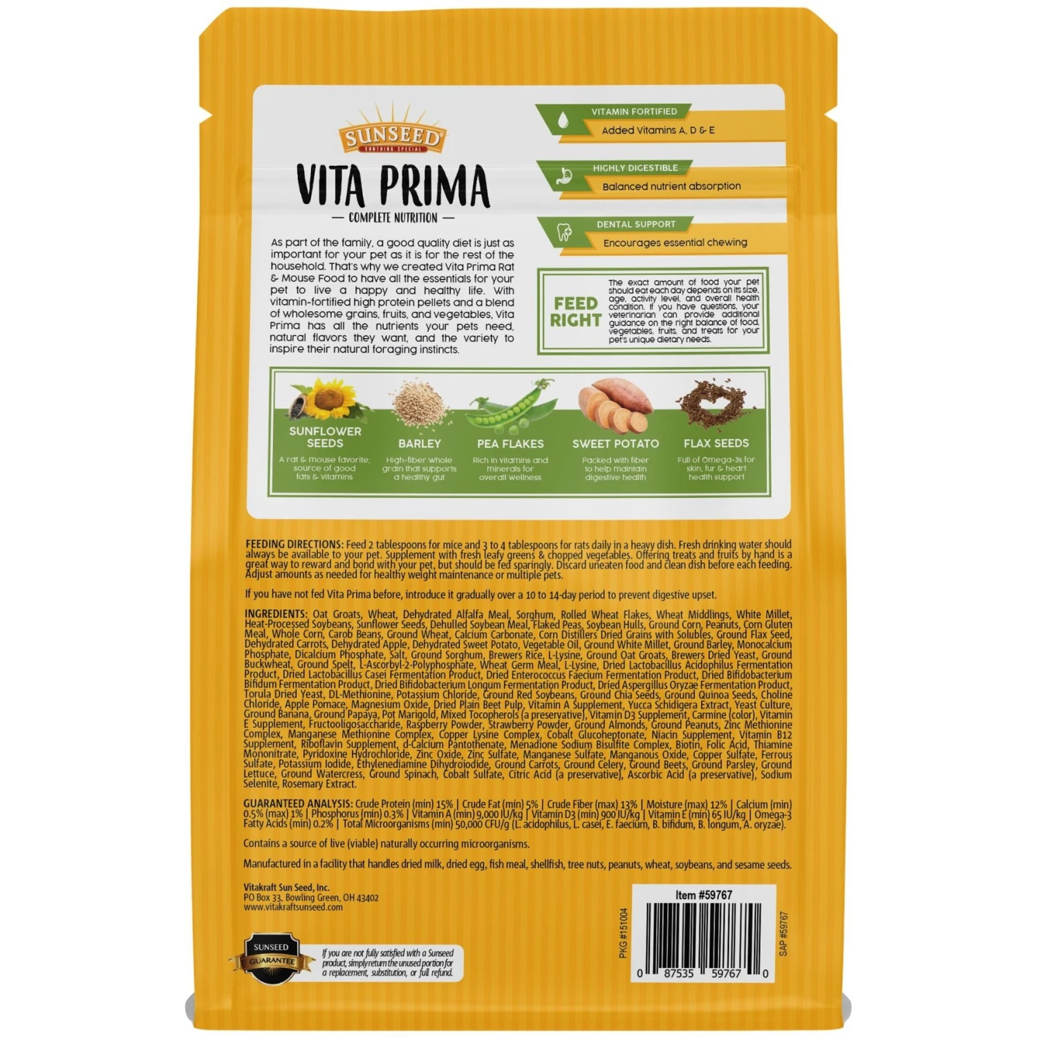 Sunseed Vita Prima Mouse & Rat Food, 2-lb Bag 2 Sunseed Vita Prima Mouse & Rat Food, 2-lb Bag - Image 2