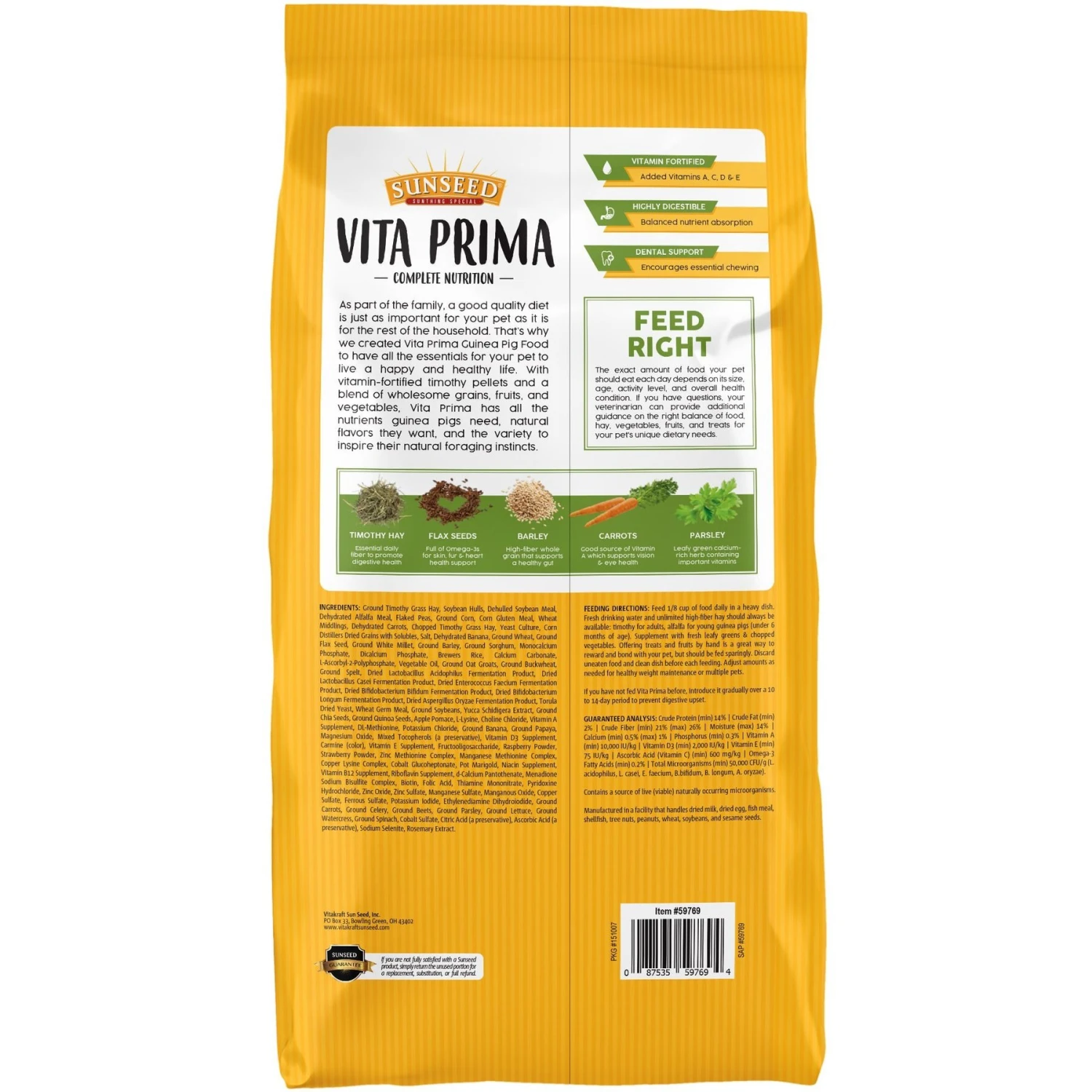 Sunseed Vita Prima Guinea Pig Food 2 Sunseed Vita Prima Guinea Pig Food - Image 2