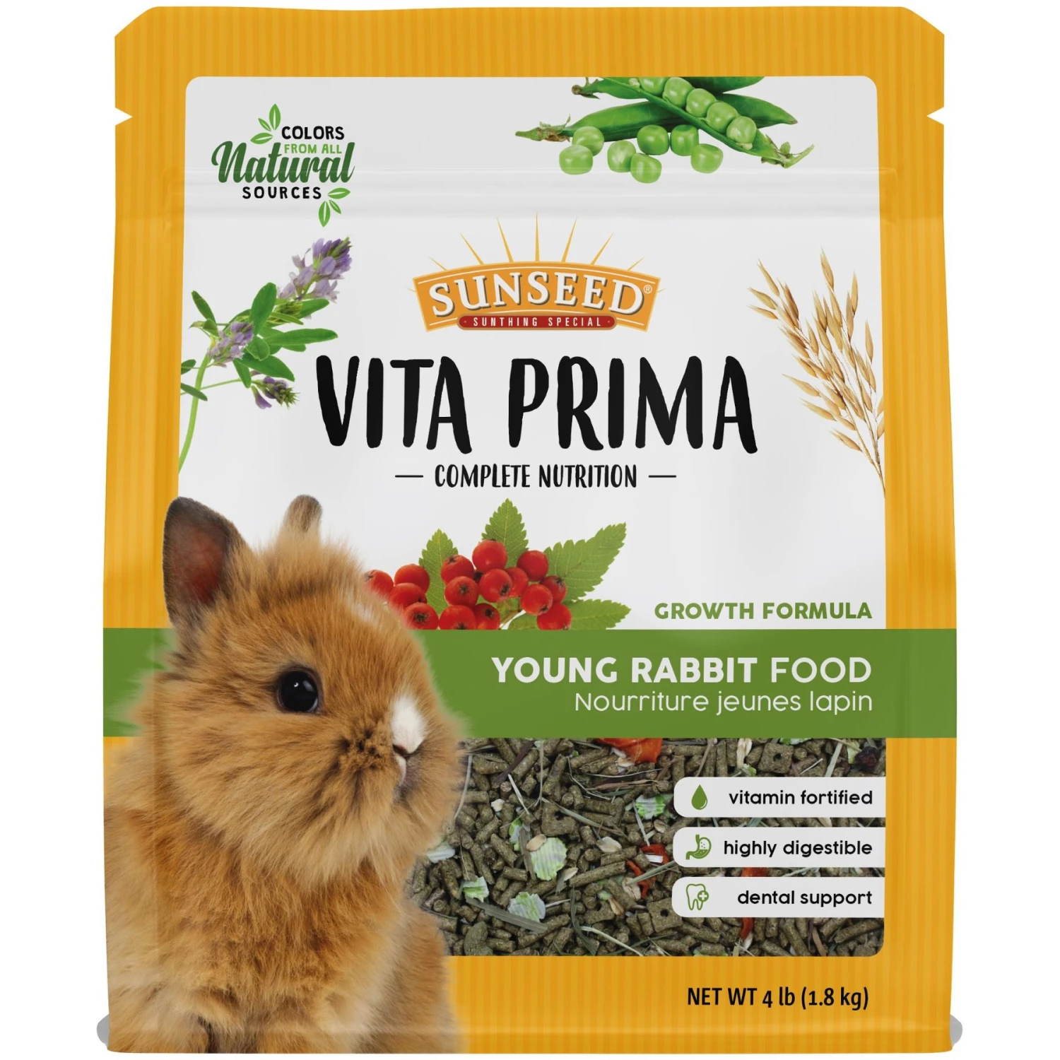 Sunseed Vita Prima Young Rabbit Food, 4-lb Bag 1 Sunseed Vita Prima Young Rabbit Food, 4-lb Bag