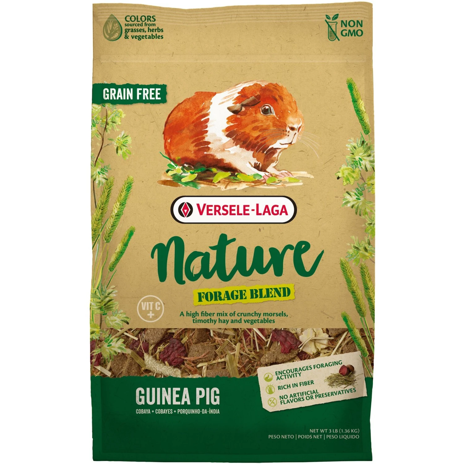 Versele-Laga Nature Forage Blend Grain-Free Plus Vitamin C Guinea Pig Food, 3-lb Bag 1 Versele-Laga Nature Forage Blend Grain-Free Plus Vitamin C Guinea Pig Food, 3-lb Bag