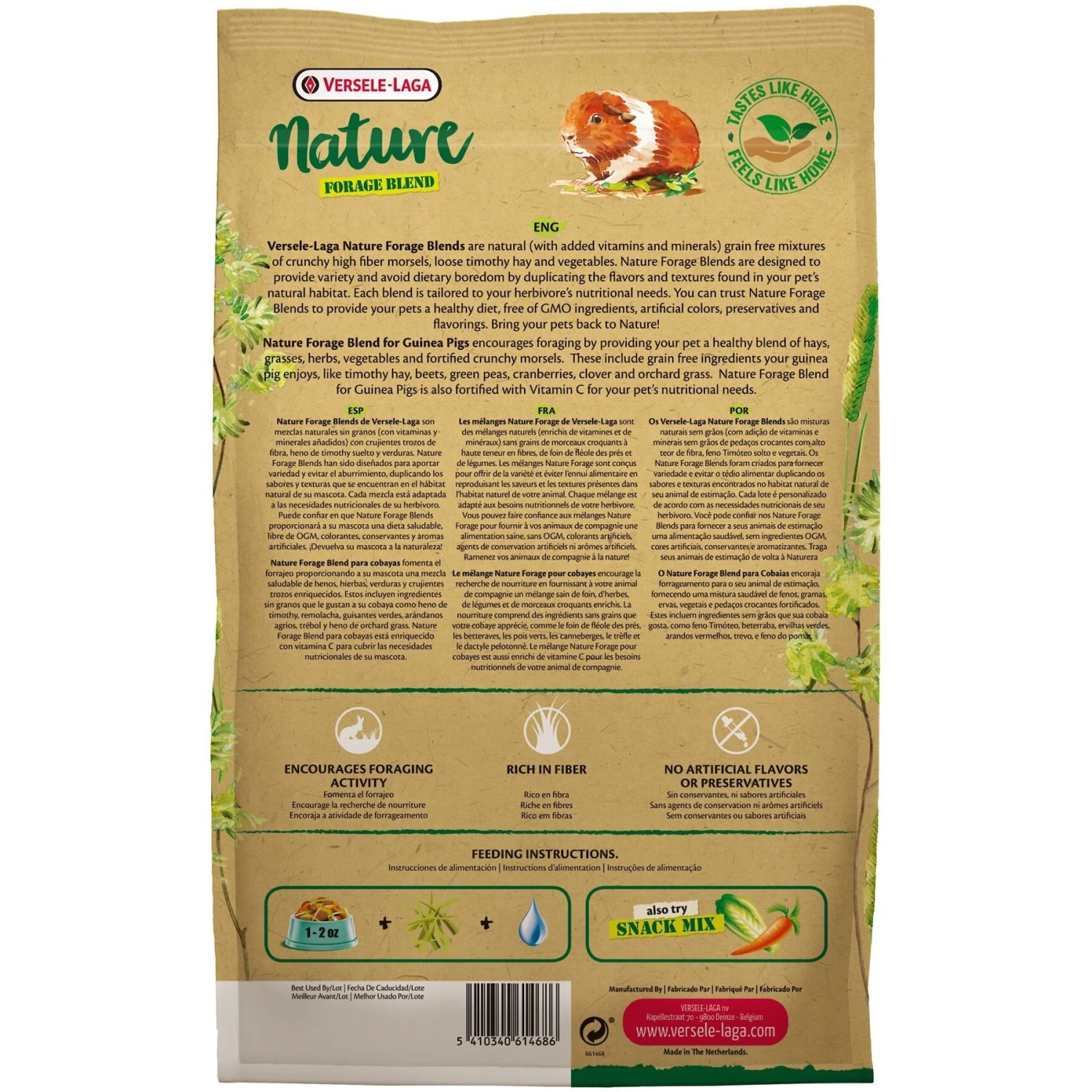 Versele-Laga Nature Forage Blend Grain-Free Plus Vitamin C Guinea Pig Food, 3-lb Bag 2 Versele-Laga Nature Forage Blend Grain-Free Plus Vitamin C Guinea Pig Food, 3-lb Bag - Image 2