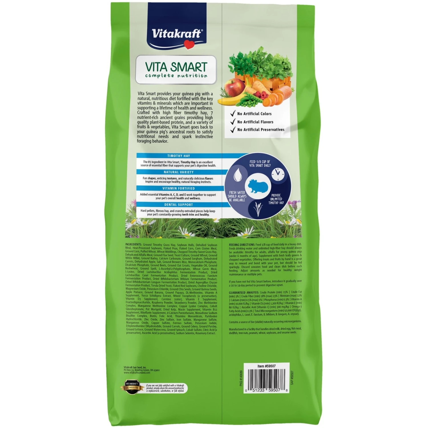 Vitakraft Vita Smart Complete Nutrition Premium Fortified Blend Timothy Hay Guinea Pig Food, 8-lb Bag 2 Vitakraft Vita Smart Complete Nutrition Premium Fortified Blend Timothy Hay Guinea Pig Food, 8-lb Bag - Image 2