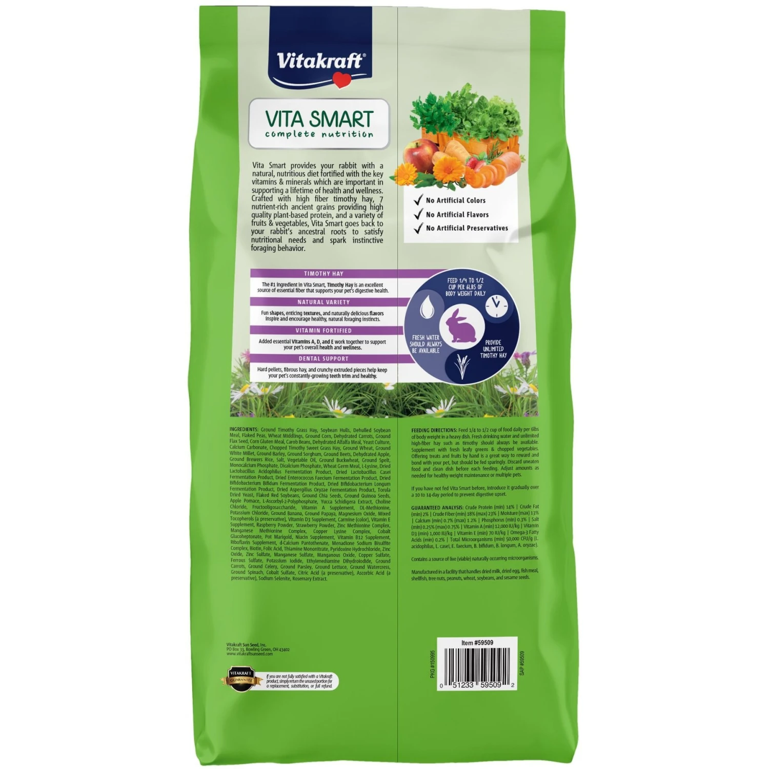 Vitakraft Vita Smart Complete Nutrition Premium Fortified Blend With Timothy Hay Rabbit Food, 8-lb Bag 2 Vitakraft Vita Smart Complete Nutrition Premium Fortified Blend With Timothy Hay Rabbit Food, 8-lb Bag - Image 2