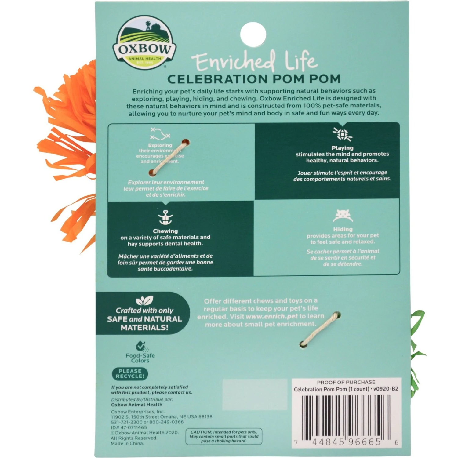 Oxbow Enriched Life Celebration Pom Pom Small Animal Toy 2 Oxbow Enriched Life Celebration Pom Pom Small Animal Toy - Image 2