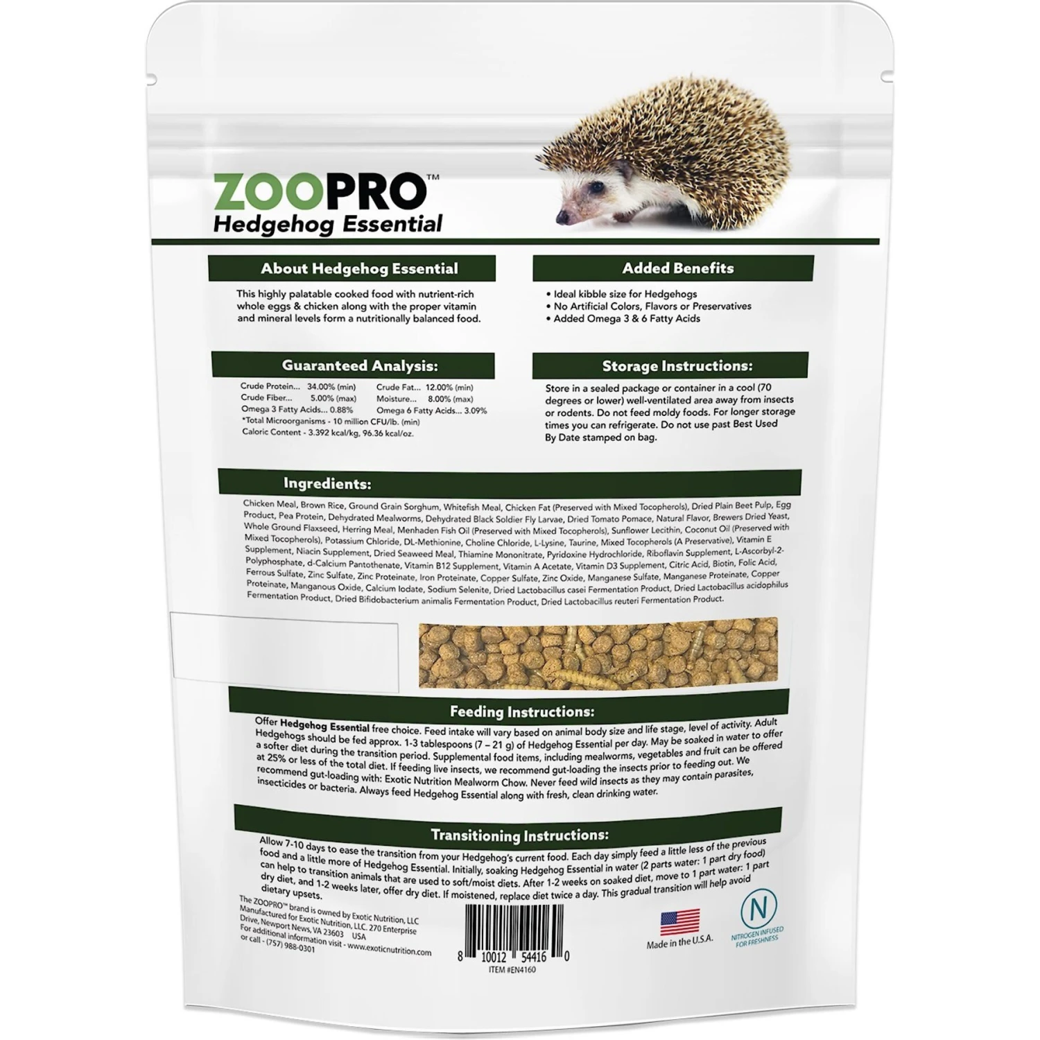 Exotic Nutrition ZooPro Hedgehog Essential Hedgehog Food, 1.75-lb Bag 2 Exotic Nutrition ZooPro Hedgehog Essential Hedgehog Food, 1.75-lb Bag - Image 2