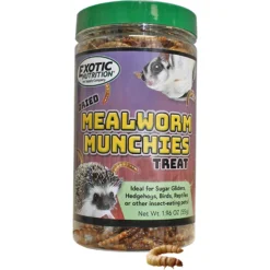 Exotic Nutrition Mealworm Munchies Hedgehog & Sugar Glider Treats, 1.96-oz Jar
