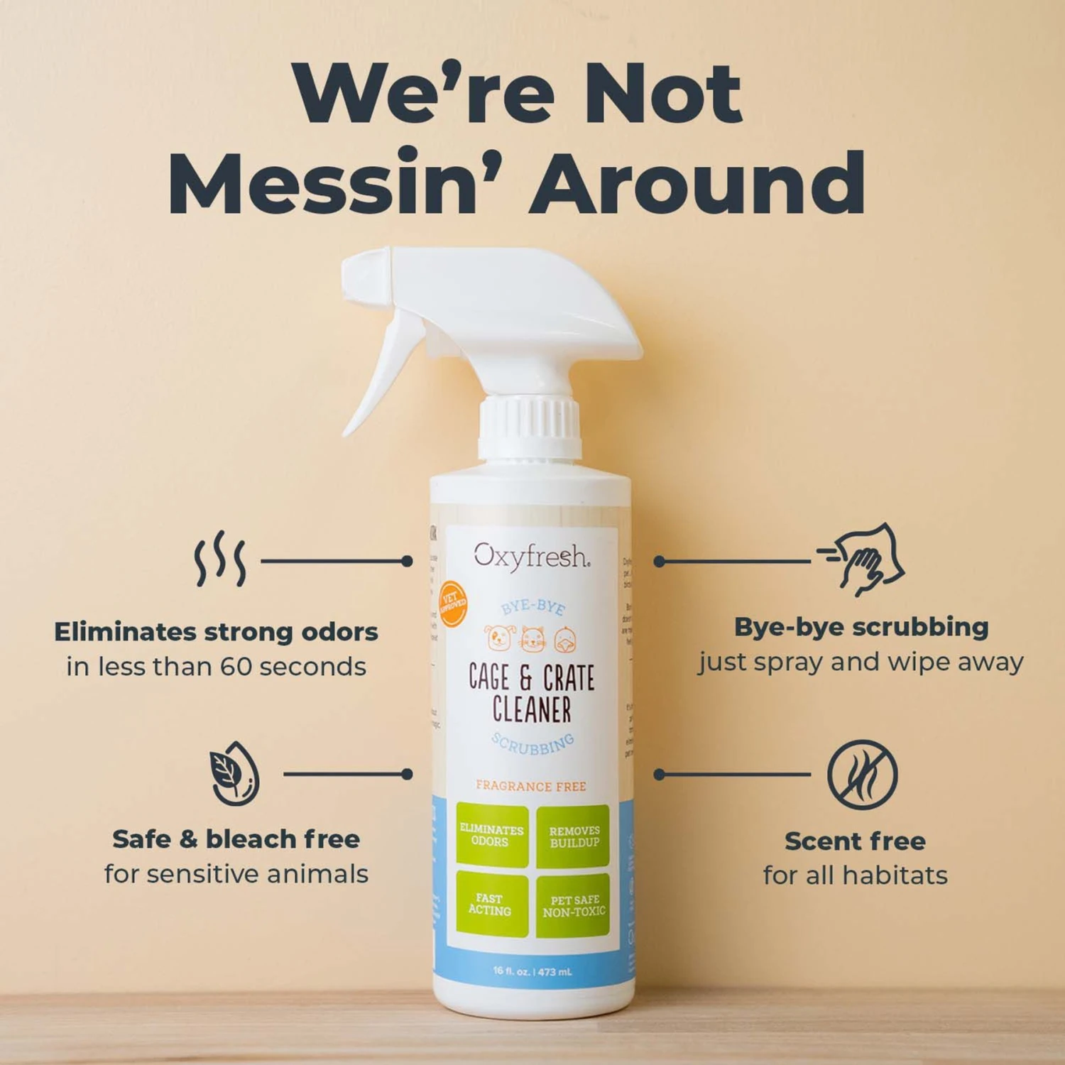 Oxyfresh Crate & Cage Cleaning Spray, 16-oz Bottle 2 Oxyfresh Crate & Cage Cleaning Spray, 16-oz Bottle - Image 2