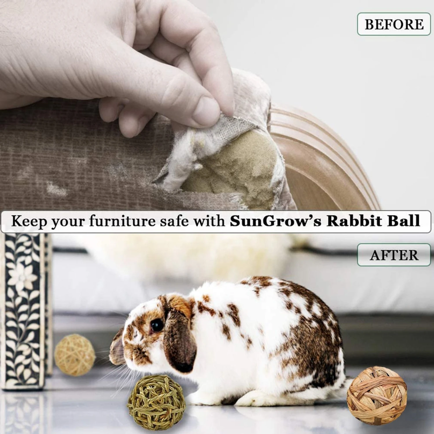 SunGrow Rabbit Assorted Chew Ball Treats Cat & Guinea Pig Teeth Cleaning & Grinder, 3 Count 4 SunGrow Rabbit Assorted Chew Ball Treats Cat & Guinea Pig Teeth Cleaning & Grinder, 3 Count - Image 4