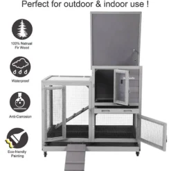 Aivituvin 36.4-in Indoor & Outdoor Wheeled Rabbit Hutch -MiniMates Shop 308154 PT2. AC SS1800 V1630099298