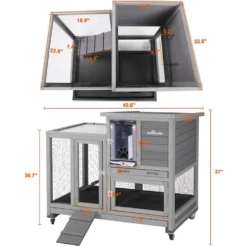 Aivituvin 36.4-in Indoor & Outdoor Wheeled Rabbit Hutch -MiniMates Shop 308154 PT5. AC SS1800 V1630096889