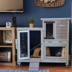Aivituvin 36.4-in Indoor & Outdoor Wheeled Rabbit Hutch -MiniMates Shop 308154 PT6. AC SS1800 V1630100483
