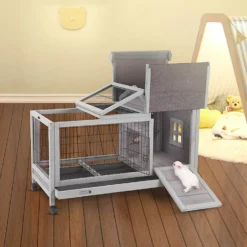Aivituvin 28.3-in Indoor & Outdoor Wheeled Rabbit Hutch
