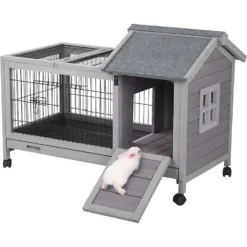Aivituvin 28.3-in Indoor & Outdoor Wheeled Rabbit Hutch 8 Aivituvin 28.3-in Indoor & Outdoor Wheeled Rabbit Hutch -MiniMates Shop 308162 PT3. AC SS1800 V1630096869