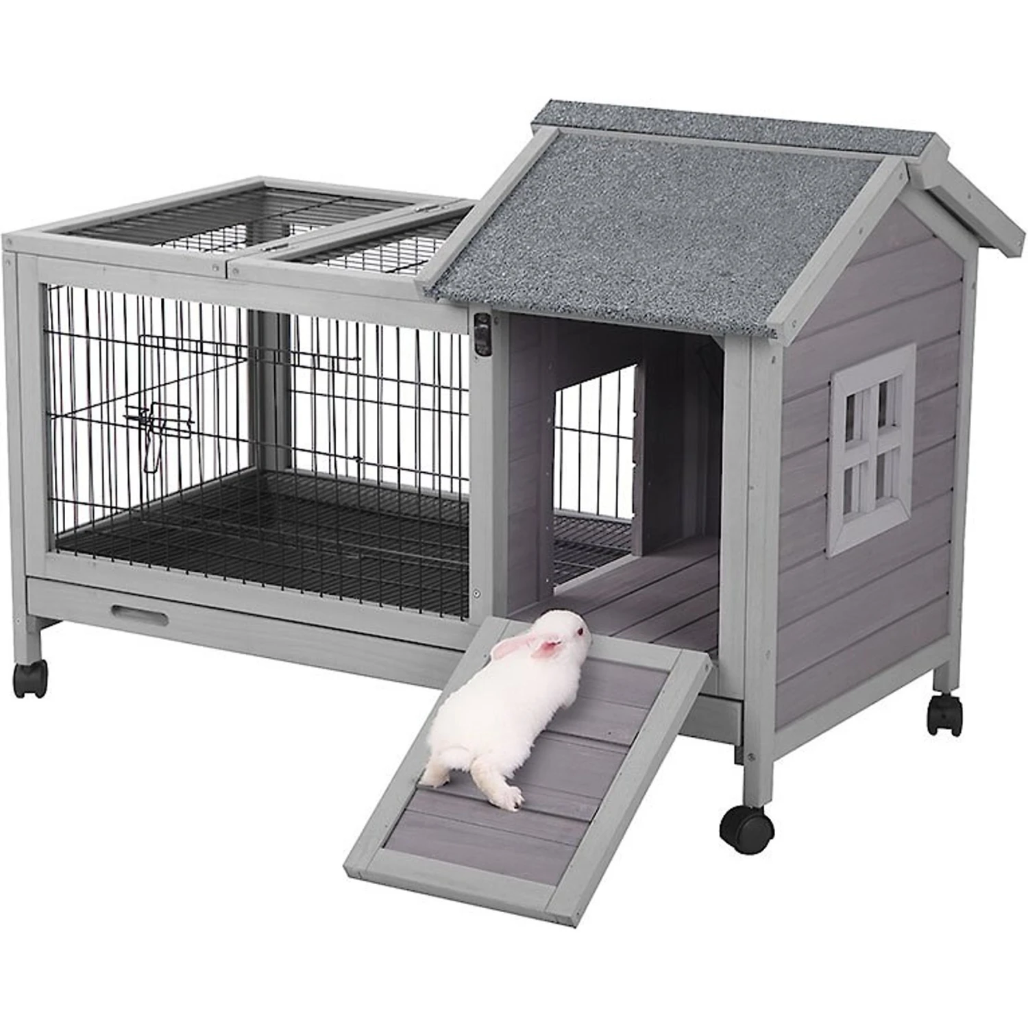 Aivituvin 28.3-in Indoor & Outdoor Wheeled Rabbit Hutch 3 Aivituvin 28.3-in Indoor & Outdoor Wheeled Rabbit Hutch - Image 3