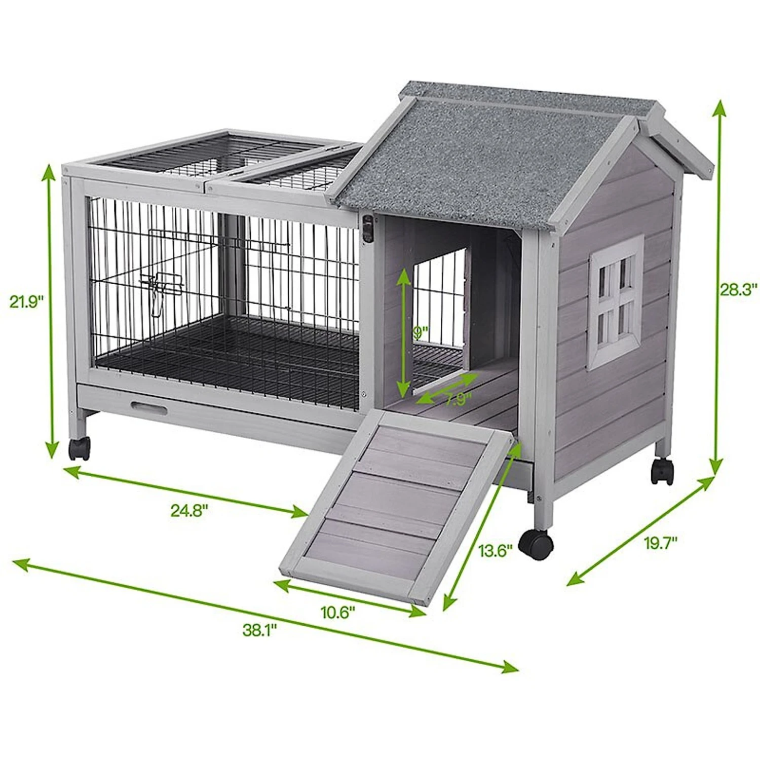 Aivituvin 28.3-in Indoor & Outdoor Wheeled Rabbit Hutch 5 Aivituvin 28.3-in Indoor & Outdoor Wheeled Rabbit Hutch - Image 5