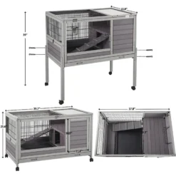 Aivituvin 39-in Indoor & Outdoor Wheeled Rabbit & Guinea Pig Hutch -MiniMates Shop 308166 PT5. AC SS1800 V1630097773