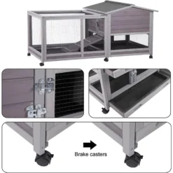 Aivituvin 33.5-in Indoor & Outdoor Ashpalt Roof Wheeled Rabbit Hutch -MiniMates Shop 308170 PT5. AC SS1800 V1630099881