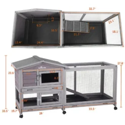 Aivituvin 33.5-in Indoor & Outdoor Ashpalt Roof Wheeled Rabbit Hutch -MiniMates Shop 308170 PT6. AC SS1800 V1630099269