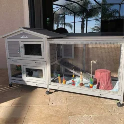 Aivituvin 33.5-in Indoor & Outdoor Ashpalt Roof Wheeled Rabbit Hutch -MiniMates Shop 308170 PT7. AC SS1800 V1630098086