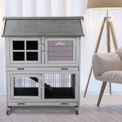 Aivituvin 44.2-in Indoor & Outdoor Rabbit Hutch -MiniMates Shop 308174 PT3. AC SS1800 V1630097479