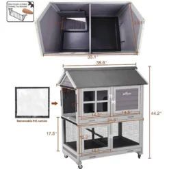 Aivituvin 44.2-in Indoor & Outdoor Rabbit Hutch -MiniMates Shop 308174 PT5. AC SS1800 V1630099952