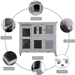 Aivituvin 42.1-in Two Story Indoor & Outdoor Rabbit Hutch -MiniMates Shop 308178 PT5. AC SS1800 V1630097769