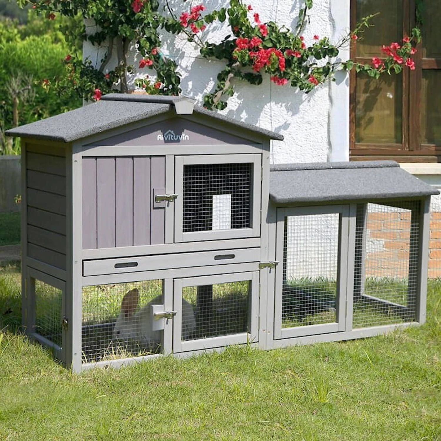 Aivituvin 33.4-in Outdoor Rabbit Hutch 1 Aivituvin 33.4-in Outdoor Rabbit Hutch