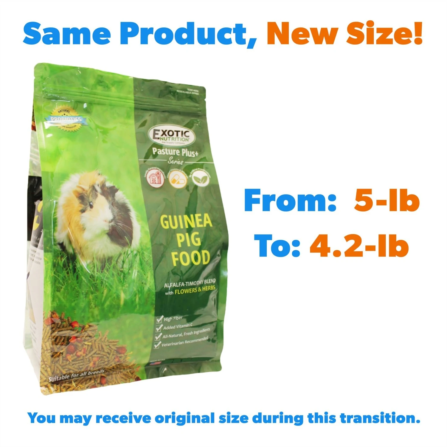 Exotic Nutrition Pasture Plus+ Guinea Pig Food, 5-lb Bag 2 Exotic Nutrition Pasture Plus+ Guinea Pig Food, 5-lb Bag - Image 2