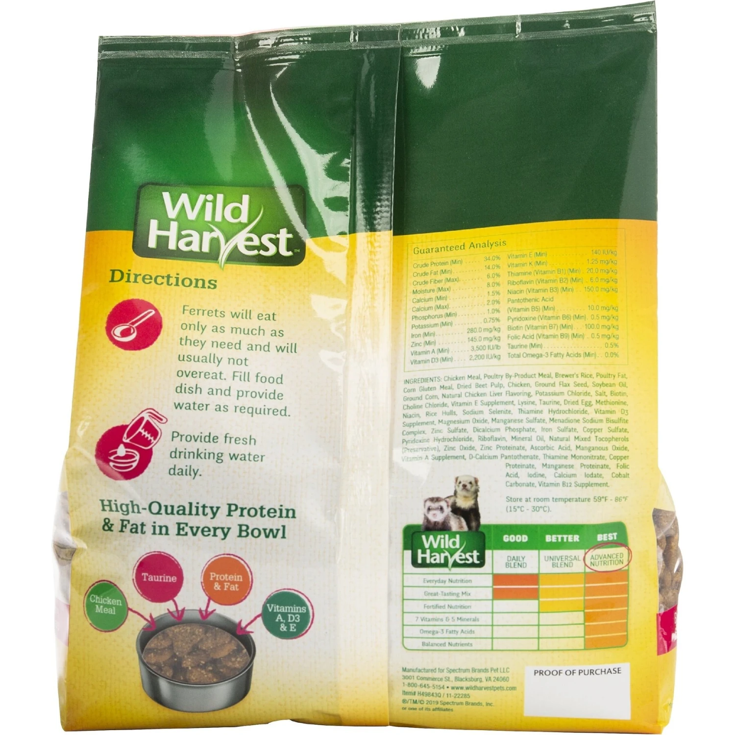Wild Harvest Advanced Nutrition Ferret Food, 3-lb Bag 2 Wild Harvest Advanced Nutrition Ferret Food, 3-lb Bag - Image 2
