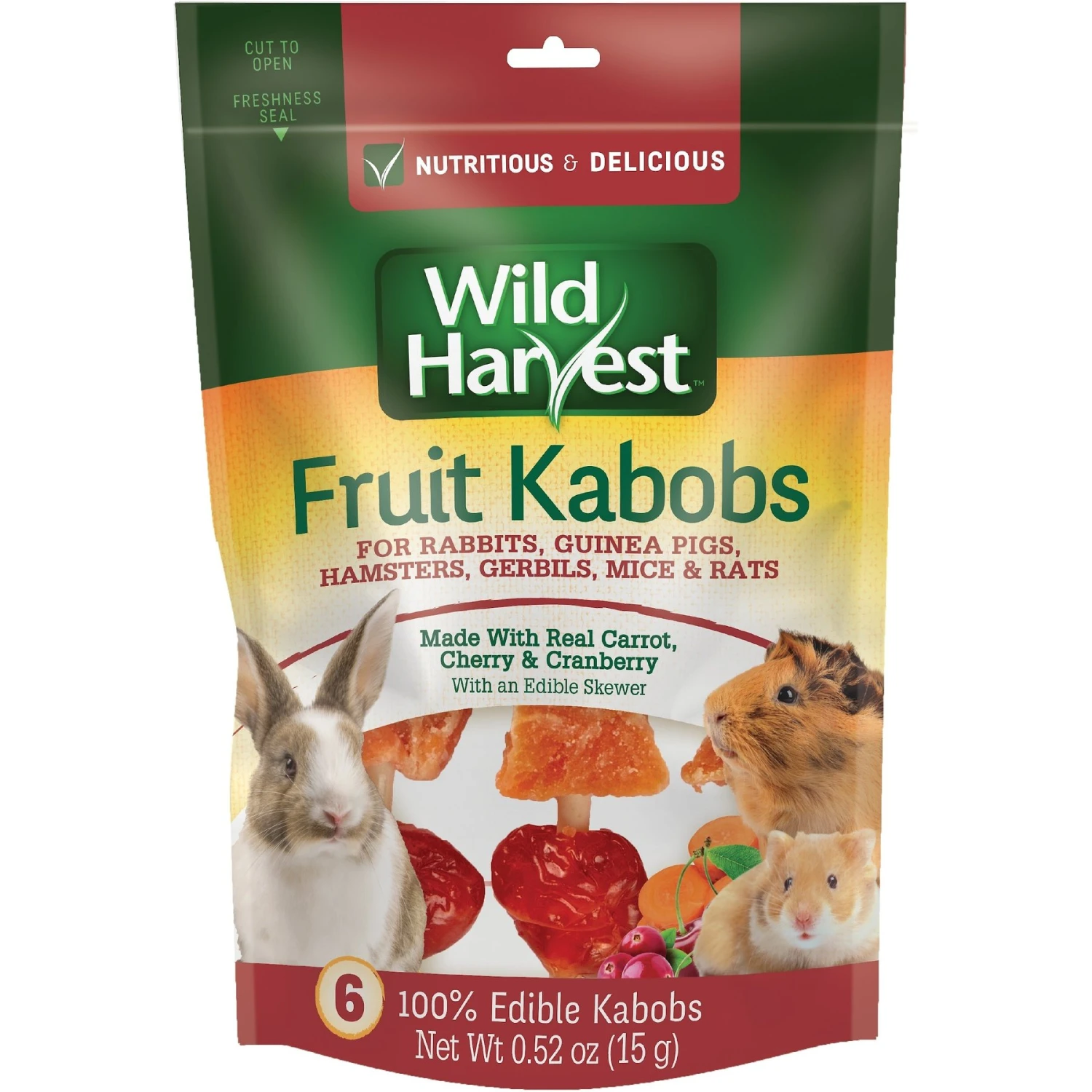 Wild Harvest Fruit Kabobs Small Pet Treats, 6 Count 1 Wild Harvest Fruit Kabobs Small Pet Treats, 6 Count