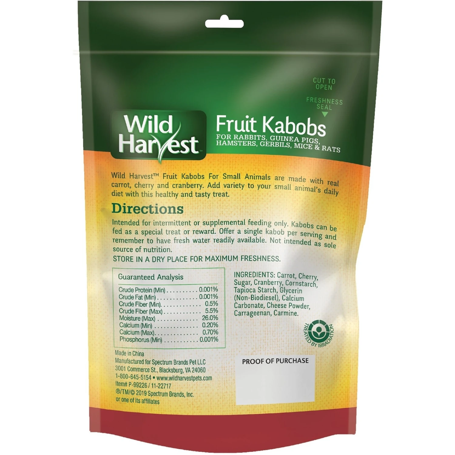 Wild Harvest Fruit Kabobs Small Pet Treats, 6 Count 2 Wild Harvest Fruit Kabobs Small Pet Treats, 6 Count - Image 2