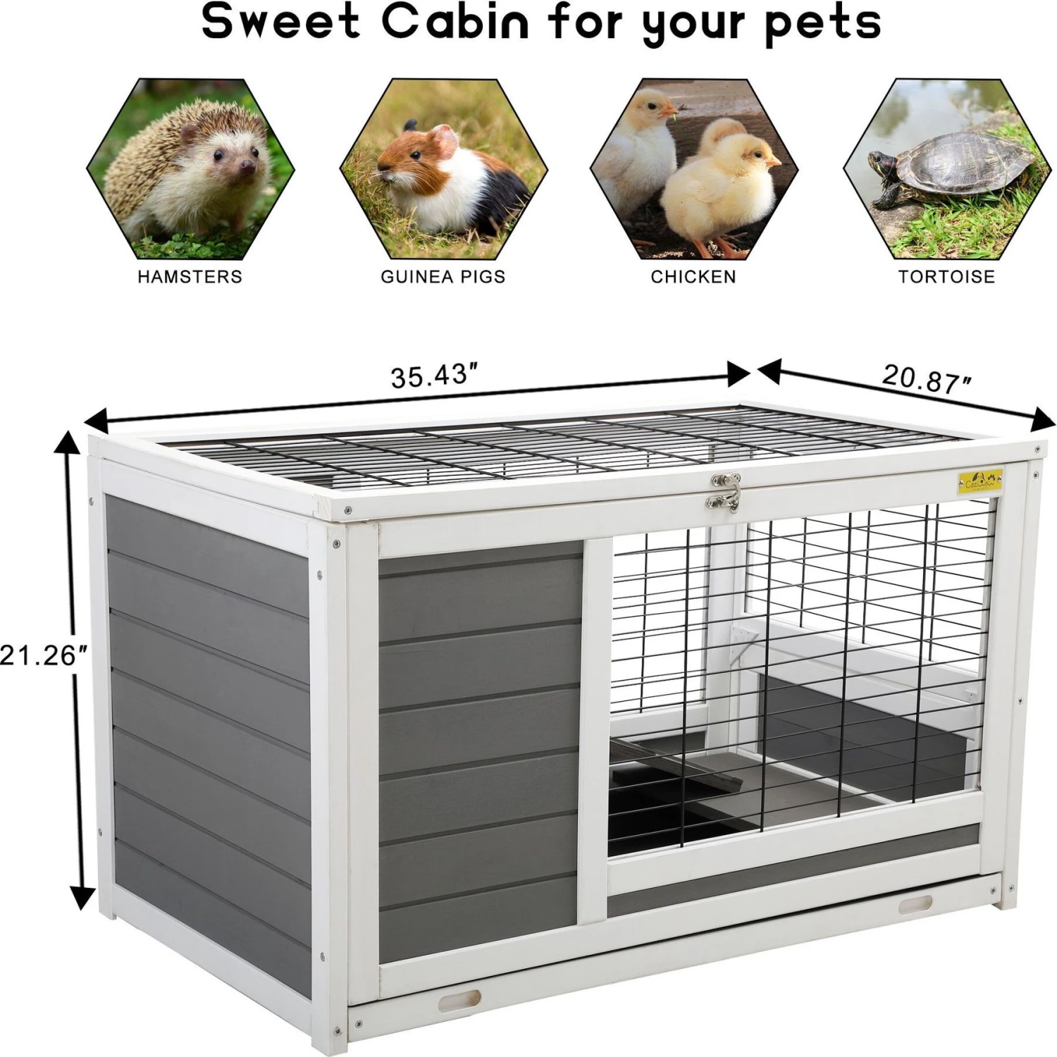 Coziwow By Jaxpety Outdoor Wooden Rabbit Bunny Hutch Small Animal House 3 Coziwow By Jaxpety Outdoor Wooden Rabbit Bunny Hutch Small Animal House - Image 3