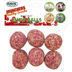 Exotic Nutrition Munchers Rose Petals & Timothy Chew Balls Small Animal Treats, 6 Count
